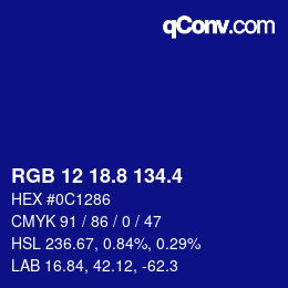 カラーコード: RGB 12 18.8 134.4 | qconv.com