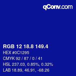 カラーコード: RGB 12 18.8 149.4 | qconv.com
