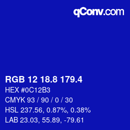 カラーコード: RGB 12 18.8 179.4 | qconv.com