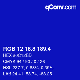 カラーコード: RGB 12 18.8 189.4 | qconv.com