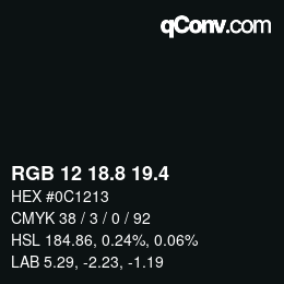 カラーコード: RGB 12 18.8 19.4 | qconv.com