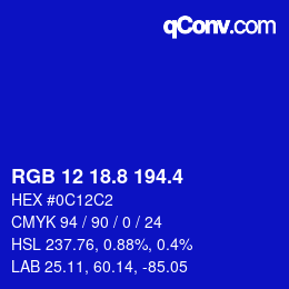 カラーコード: RGB 12 18.8 194.4 | qconv.com