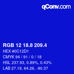 カラーコード: RGB 12 18.8 209.4 | qconv.com