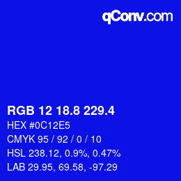 カラーコード: RGB 12 18.8 229.4 | qconv.com