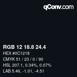 カラーコード: RGB 12 18.8 24.4 | qconv.com