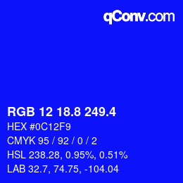カラーコード: RGB 12 18.8 249.4 | qconv.com