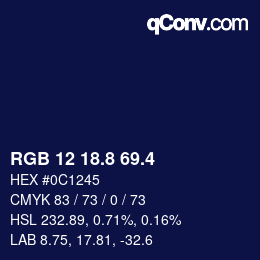 カラーコード: RGB 12 18.8 69.4 | qconv.com
