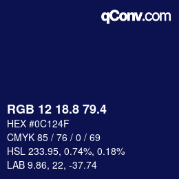 カラーコード: RGB 12 18.8 79.4 | qconv.com