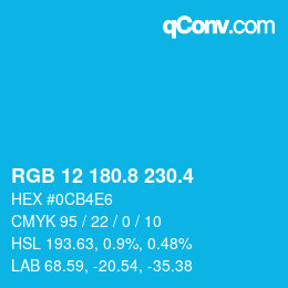 カラーコード: RGB 12 180.8 230.4 | qconv.com