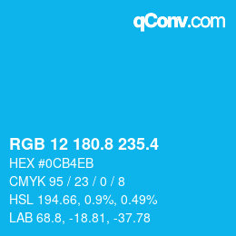 カラーコード: RGB 12 180.8 235.4 | qconv.com