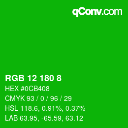 Color code: RGB 12 180 8 | qconv.com