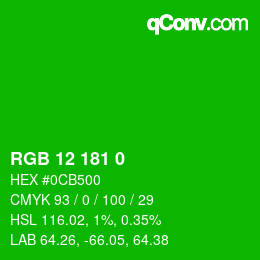 Color code: RGB 12 181 0 | qconv.com
