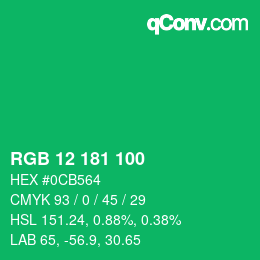 Color code: RGB 12 181 100 | qconv.com