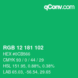 Color code: RGB 12 181 102 | qconv.com