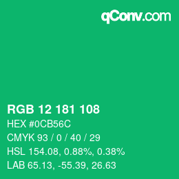 Color code: RGB 12 181 108 | qconv.com