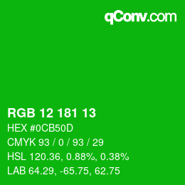Color code: RGB 12 181 13 | qconv.com