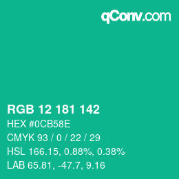 Color code: RGB 12 181 142 | qconv.com