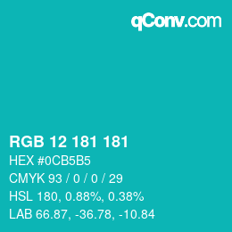 Color code: RGB 12 181 181 | qconv.com