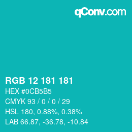 Color code: RGB 12 181 181 | qconv.com