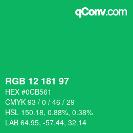 Color code: RGB 12 181 97 | qconv.com