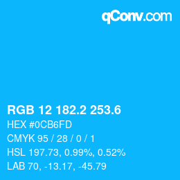 カラーコード: RGB 12 182.2 253.6 | qconv.com