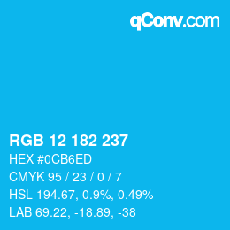 Color code: RGB 12 182 237 | qconv.com