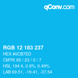 Color code: RGB 12 183 237 | qconv.com