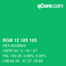 Color code: RGB 12 185 105 | qconv.com