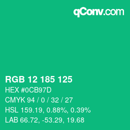 Color code: RGB 12 185 125 | qconv.com