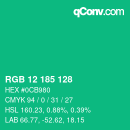 Color code: RGB 12 185 128 | qconv.com