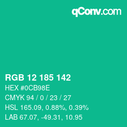 カラーコード: RGB 12 185 142 | qconv.com