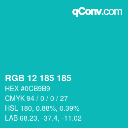 Color code: RGB 12 185 185 | qconv.com