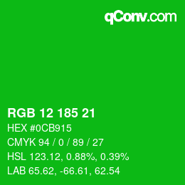 Color code: RGB 12 185 21 | qconv.com