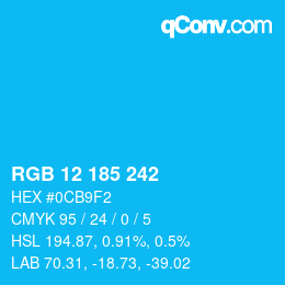 Color code: RGB 12 185 242 | qconv.com
