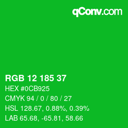 Color code: RGB 12 185 37 | qconv.com
