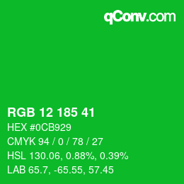 Color code: RGB 12 185 41 | qconv.com