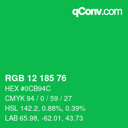 Color code: RGB 12 185 76 | qconv.com