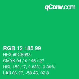 Color code: RGB 12 185 99 | qconv.com