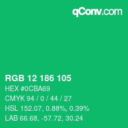 Color code: RGB 12 186 105 | qconv.com