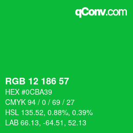 Color code: RGB 12 186 57 | qconv.com