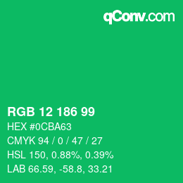Color code: RGB 12 186 99 | qconv.com