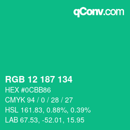 Color code: RGB 12 187 134 | qconv.com