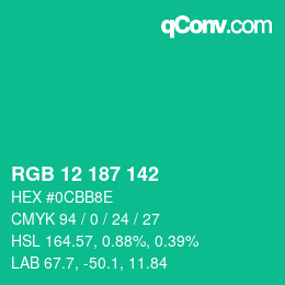 Color code: RGB 12 187 142 | qconv.com