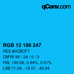 Color code: RGB 12 188 247 | qconv.com
