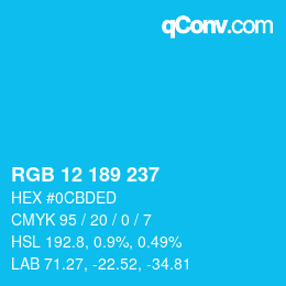 Color code: RGB 12 189 237 | qconv.com