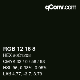 Color code: RGB 12 18 8 | qconv.com