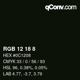 颜色代码: RGB 12 18 8 | qconv.com