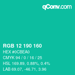 Color code: RGB 12 190 160 | qconv.com