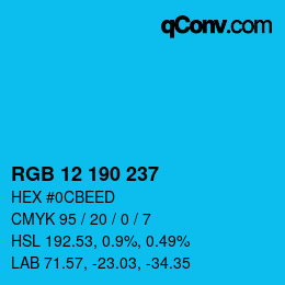 Color code: RGB 12 190 237 | qconv.com