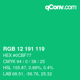 Color code: RGB 12 191 119 | qconv.com